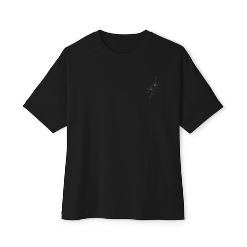 Consider the Lilies Floral Tee — Oversized Boxy Black T-Shirt