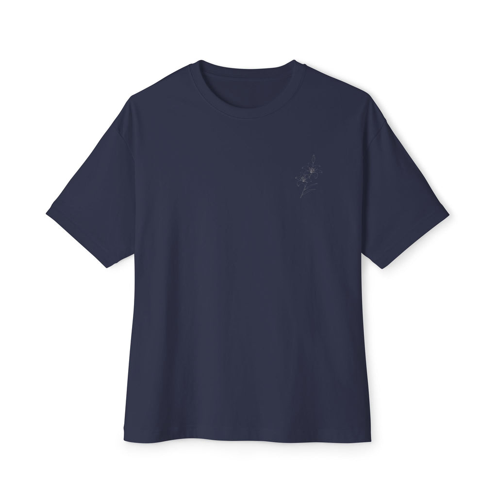 Consider the Lilies Floral Tee — Oversized Boxy Black T-Shirt