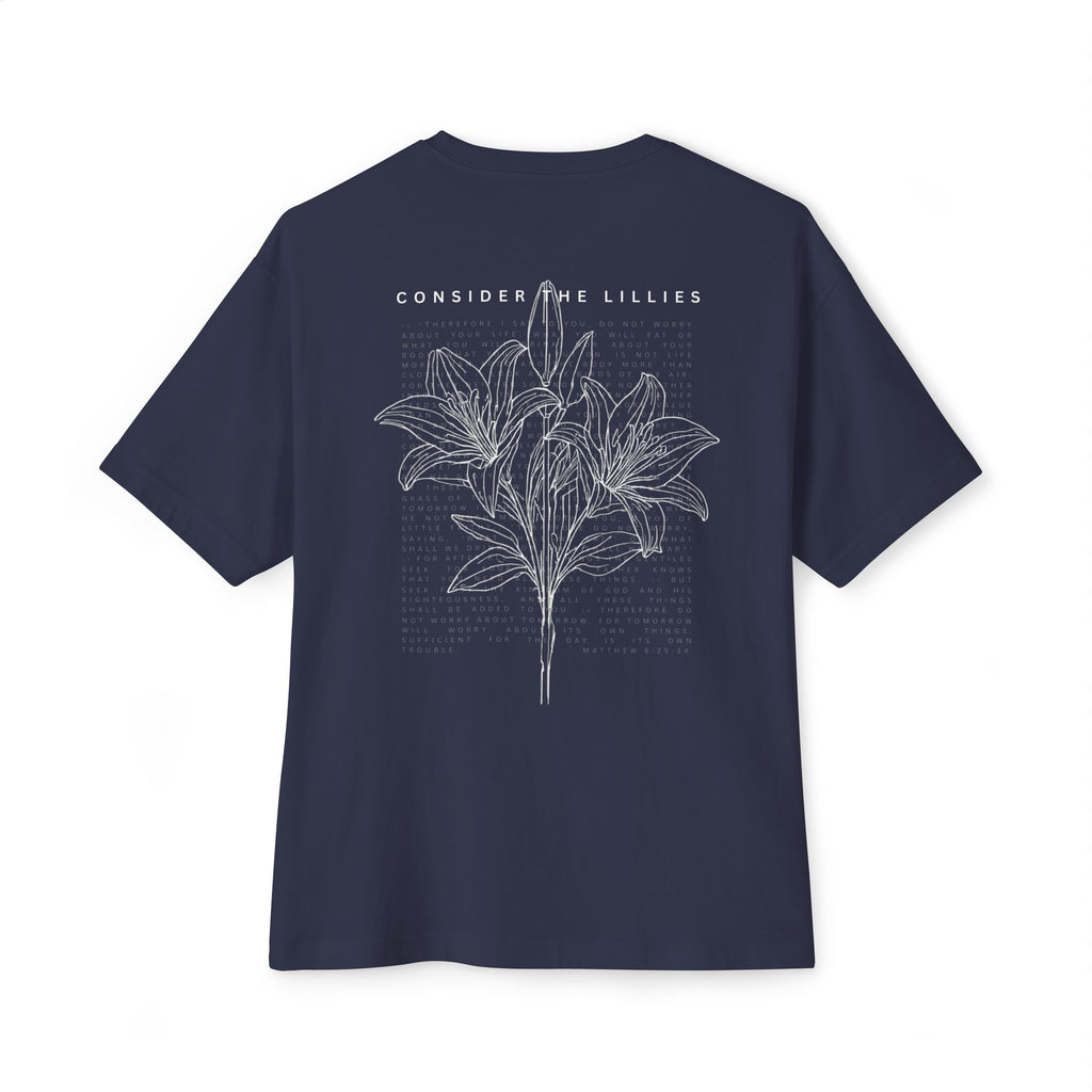 Consider the Lilies Floral Tee — Oversized Boxy Black T-Shirt