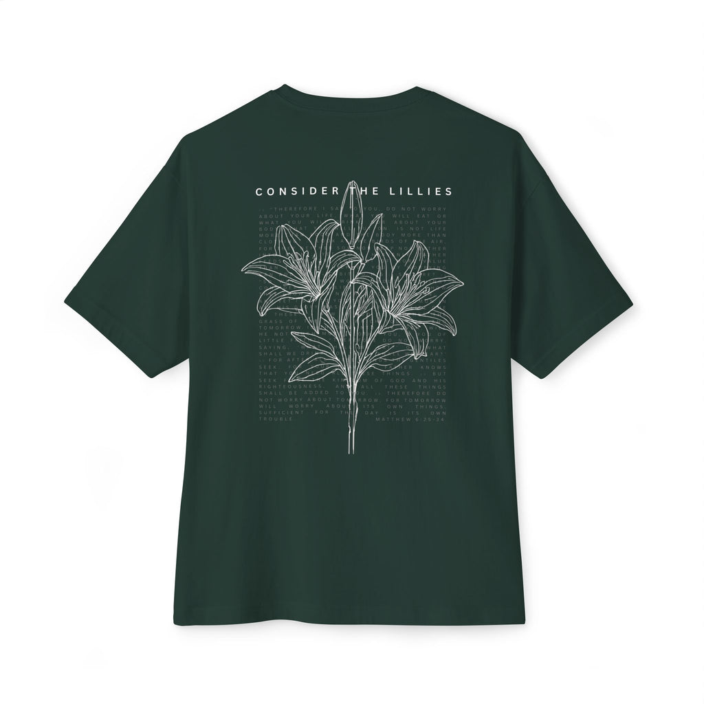 Consider the Lilies Floral Tee — Oversized Boxy Black T-Shirt