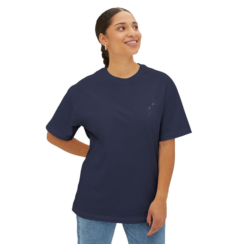 Consider the Lilies Floral Tee — Oversized Boxy Black T-Shirt